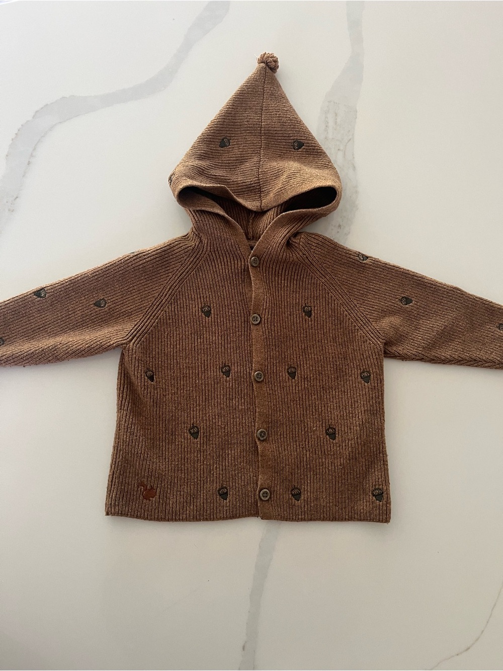 Zara 12-18M Brown Hooded Knit Cardigan